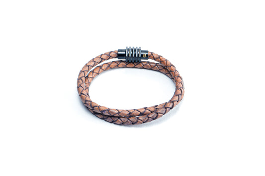 Eternity Looped Rust Brown Leather Bracelet with Magsnap