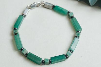 Green Aventurine & Natural Emerald Bracelet