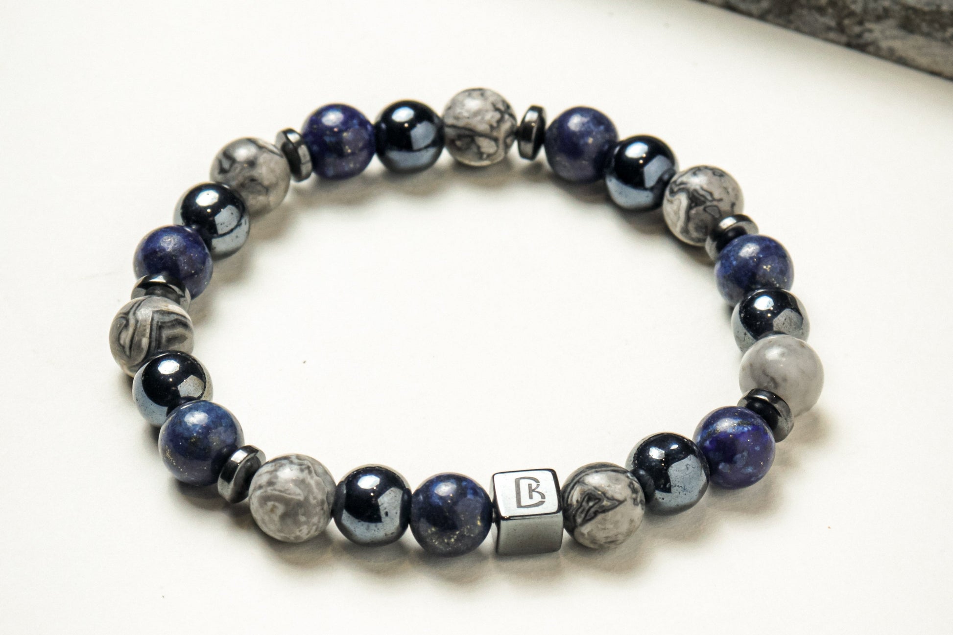 Lapis Lazuli & Grey Jasper Bracelet
