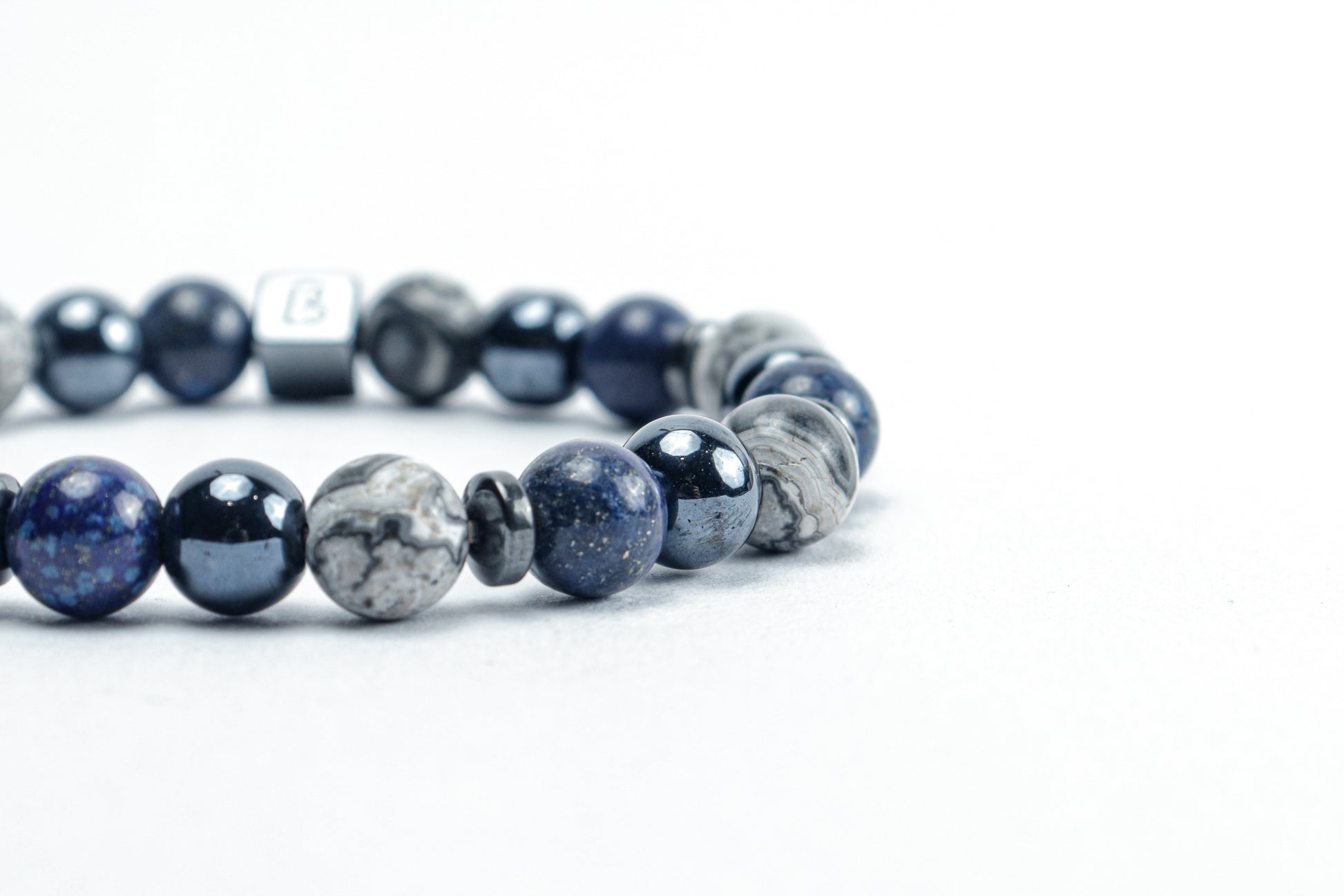 Lapis Lazuli & Grey Jasper Bracelet