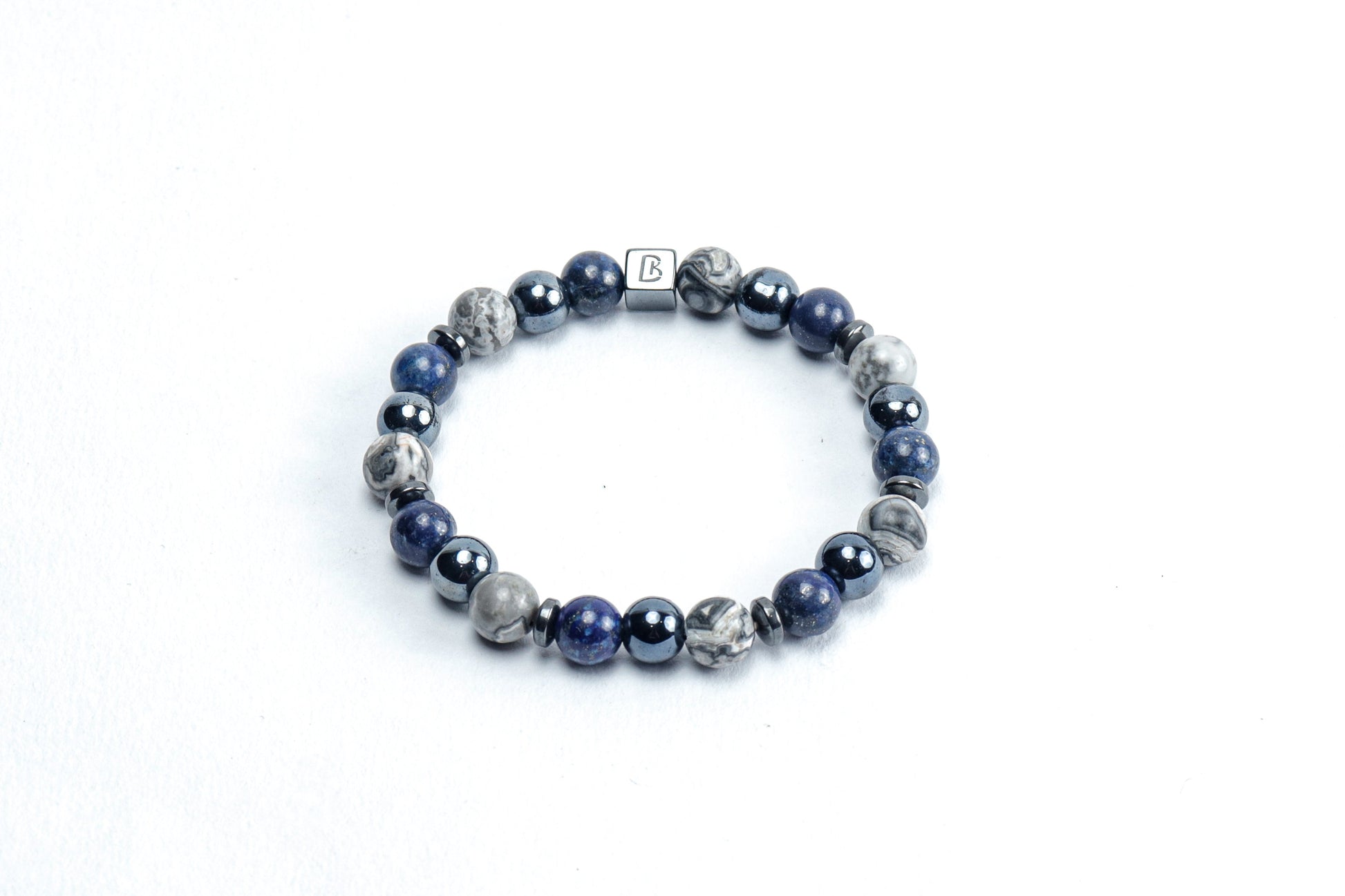 Lapis Lazuli & Grey Jasper Bracelet