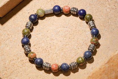 Lapis Lazuli & Unakite Jasper Bracelet