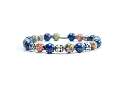 Lapis Lazuli & Unakite Jasper Bracelet
