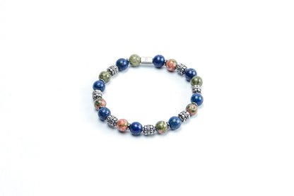 Lapis Lazuli & Unakite Jasper Bracelet