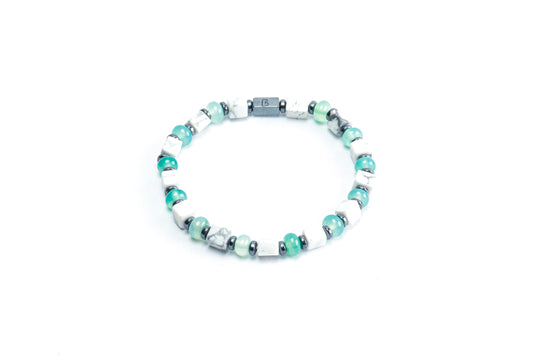 Natural Howlite & Green Jade Bracelet