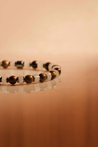 Tiger Eye And White Quartz Bracelet