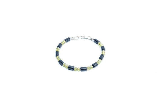 Black Onyx & Natural Peridot Stone Bracelet