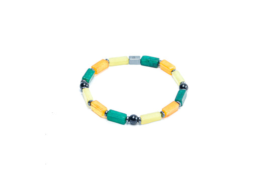 Multi Color Howlite/Natural Emerald & Black Onyx Bracelet