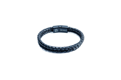 Charlies Double Rope Textured Leather Bracelet