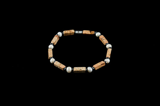 Landscape Jasper & Pearl Bracelet