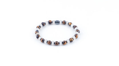 Tiger Eye And White Quartz Bracelet