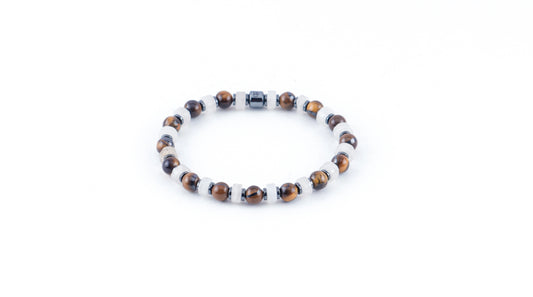 Tiger Eye And White Quartz Bracelet