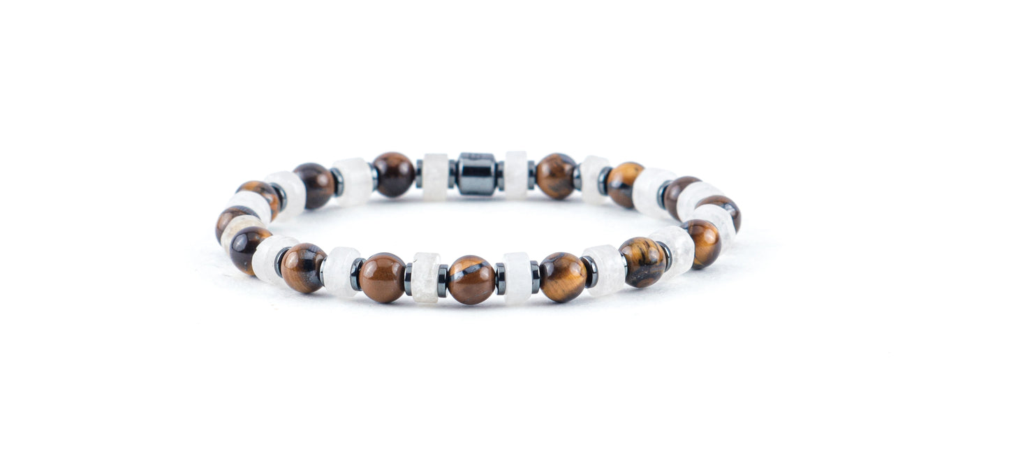 Tiger Eye And White Quartz Bracelet