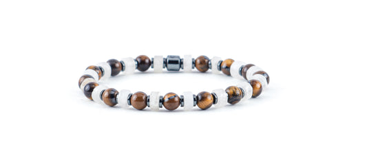 Tiger Eye And White Quartz Bracelet
