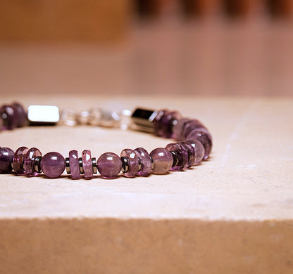 Multi Shape Amethyst Natural Stone Bracelet