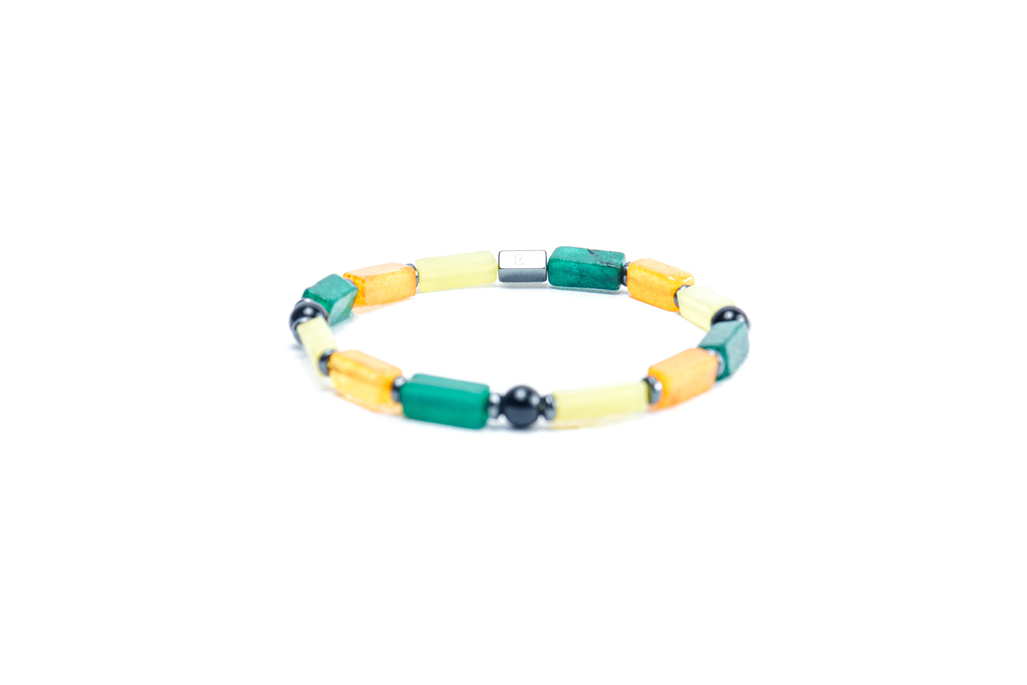 Multi Color Howlite/Natural Emerald & Black Onyx Bracelet