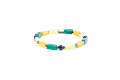 Multi Color Howlite/Natural Emerald & Black Onyx Bracelet