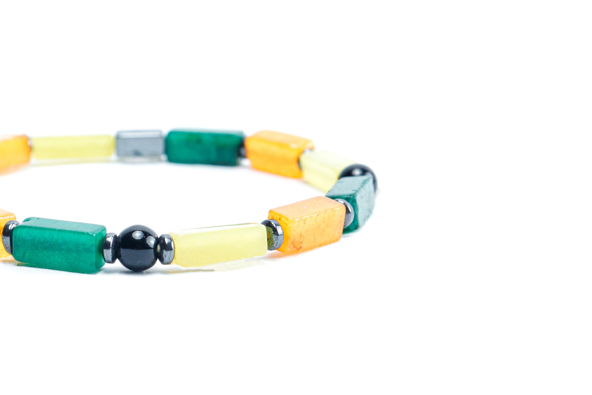 Multi Color Howlite/Natural Emerald & Black Onyx Bracelet