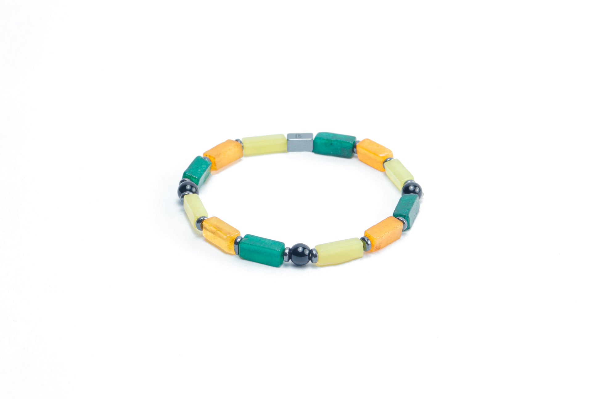 Multi Color Howlite/Natural Emerald & Black Onyx Bracelet