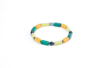 Multi Color Howlite/Natural Emerald & Black Onyx Bracelet