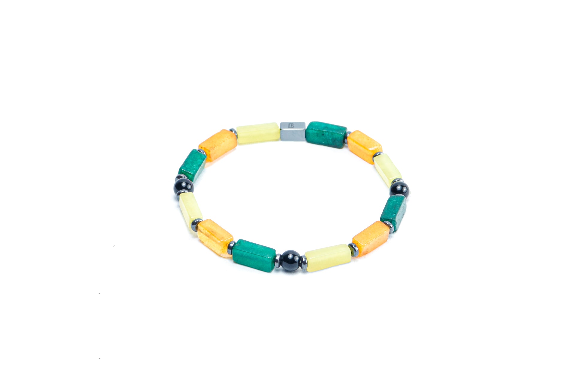 Multi Color Howlite/Natural Emerald & Black Onyx Bracelet