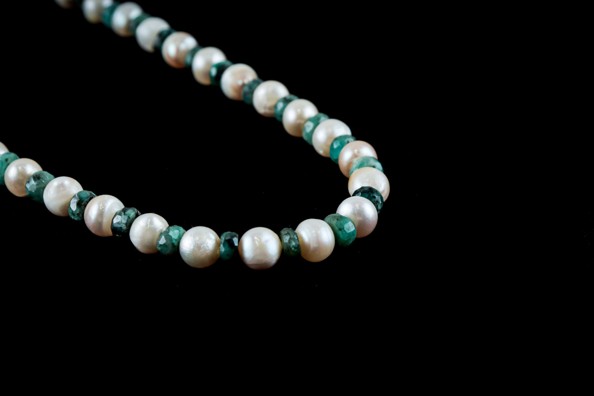 Natural Emerald And Sea Pearl Necklace