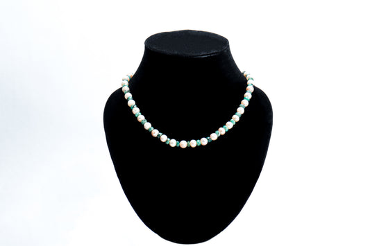 Natural Emerald And Sea Pearl Necklace