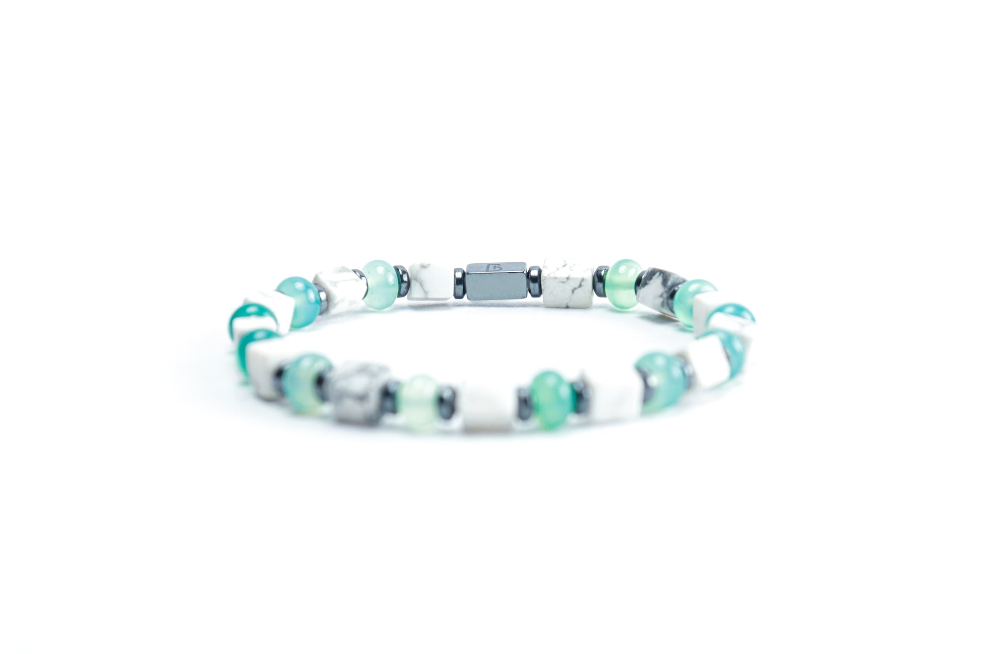 Natural Howlite & Green Jade Bracelet