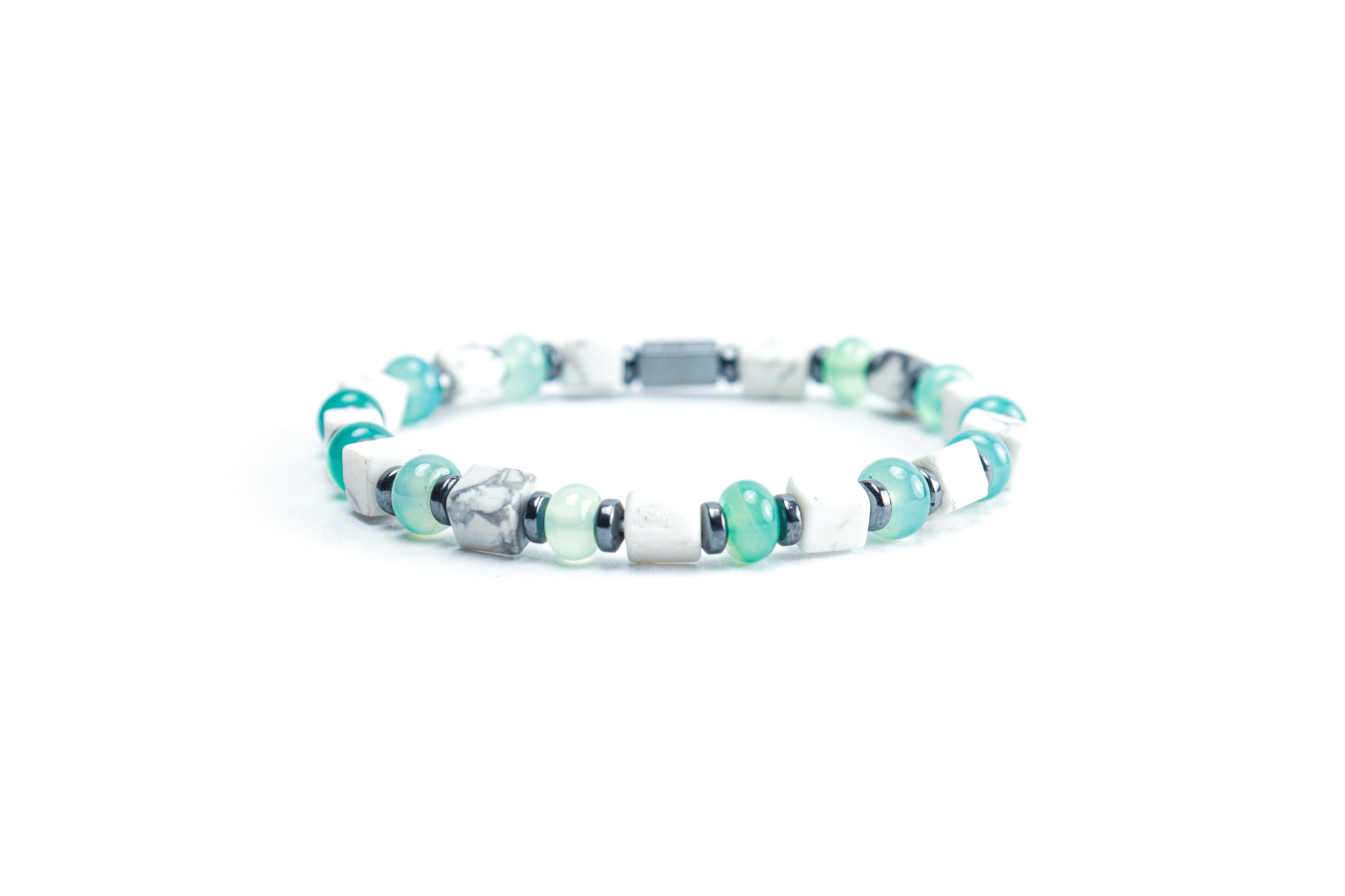 Natural Howlite & Green Jade Bracelet