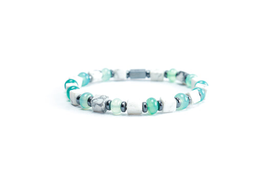 Natural Howlite & Green Jade Bracelet