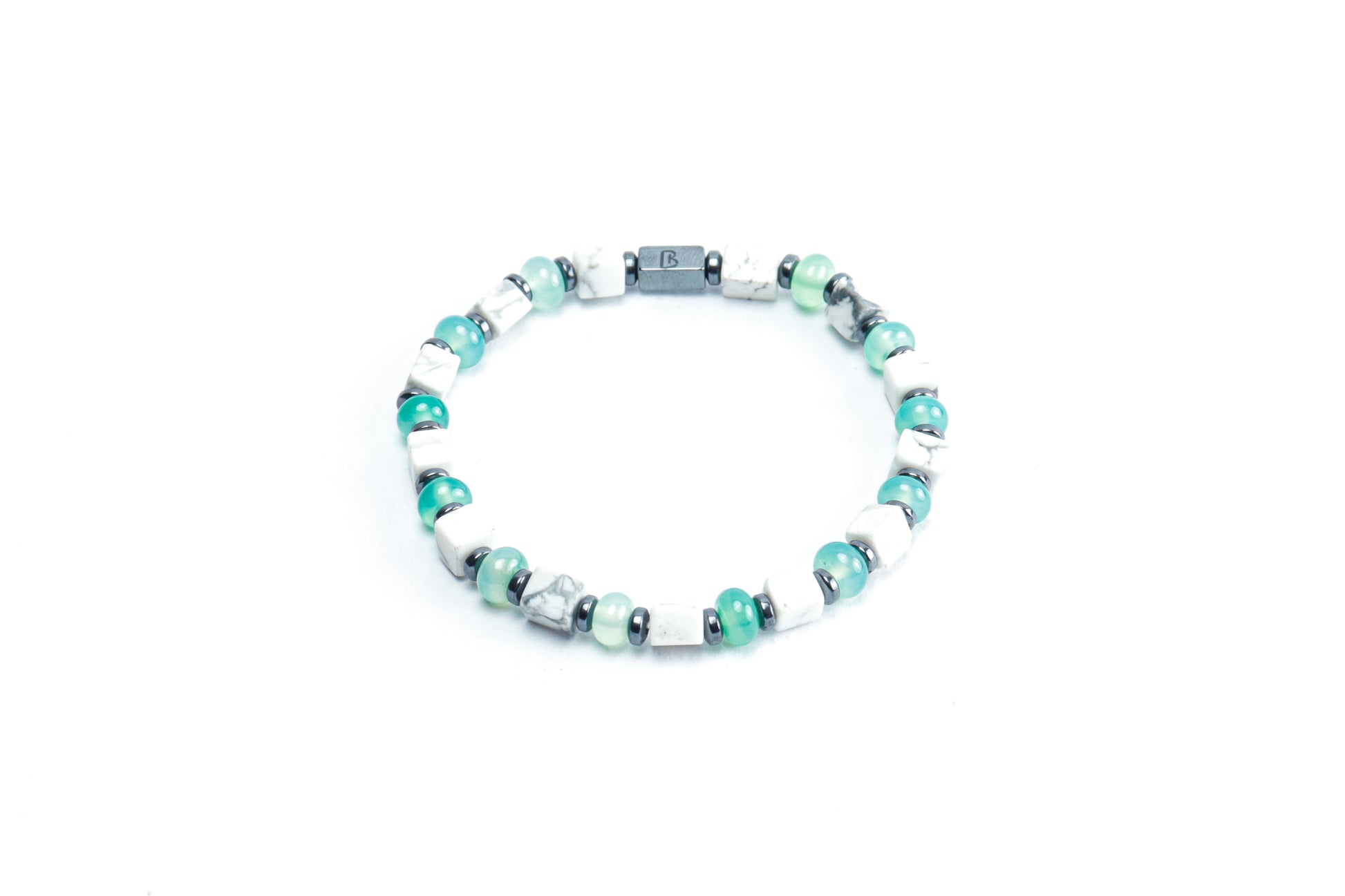 Natural Howlite & Green Jade Bracelet