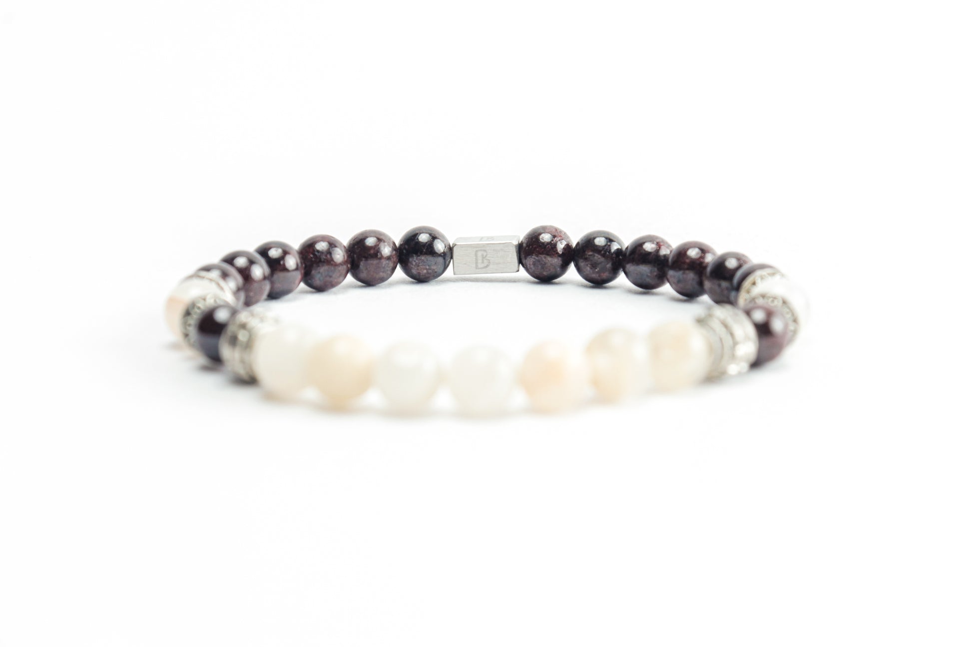 Red Garnet & Moon Stone Bracelet
