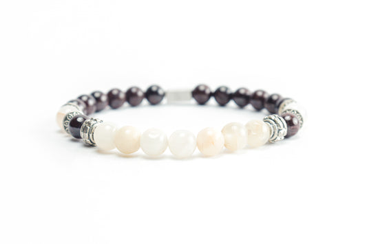 Red Garnet & Moon Stone Bracelet