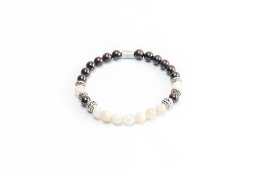 Red Garnet & Moon Stone Bracelet