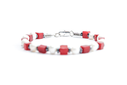 Red coral & Pearl Bracelet