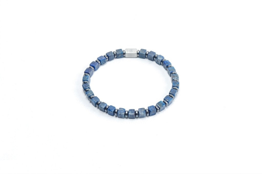 Cube-Cut Lapis Lazuli Bracelet