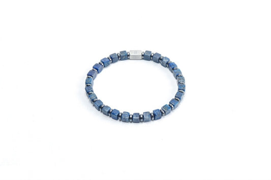 Cube-Cut Lapis Lazuli Bracelet