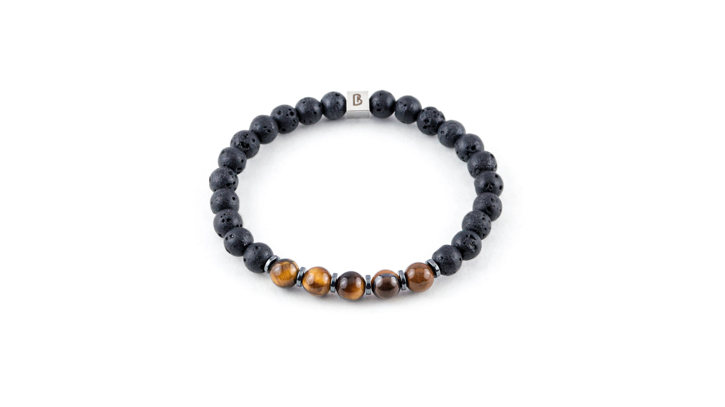 Tiger Eye and Lava Natural Stone Bracelet