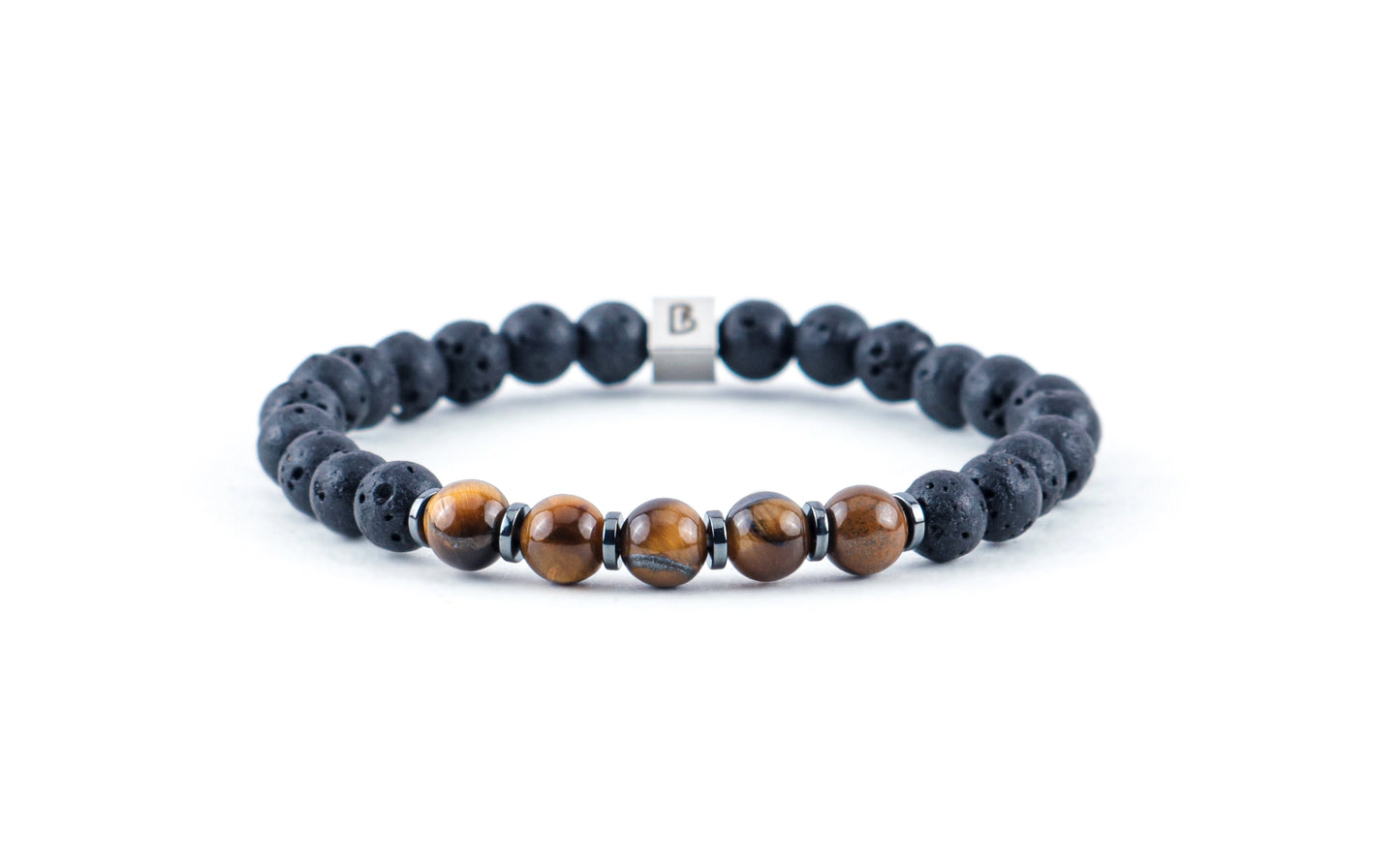 Tiger Eye and Lava Natural Stone Bracelet