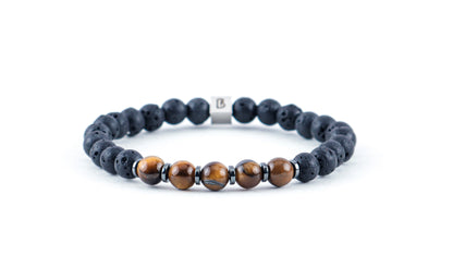 Tiger Eye and Lava Natural Stone Bracelet