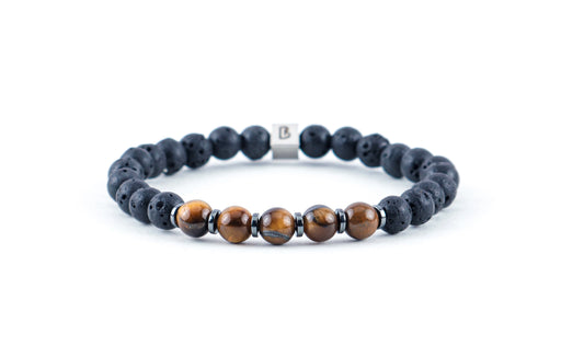 Tiger Eye and Lava Natural Stone Bracelet