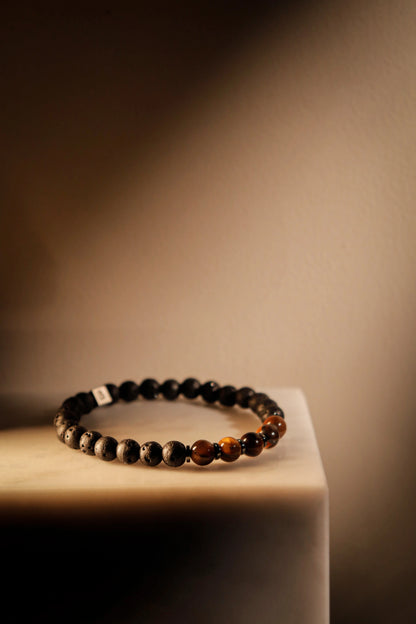 Tiger Eye and Lava Natural Stone Bracelet