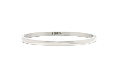 Obsidian Curve (Silver Toned) Metal Bracelet