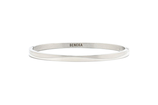 Obsidian Curve (Silver Toned) Metal Bracelet