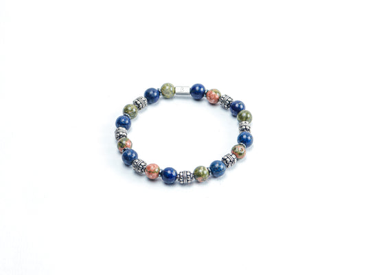 Lapis Lazuli & Unakite Jasper Bracelet