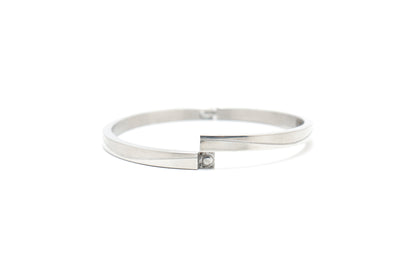Obsidian Curve (Silver Toned) Metal Bracelet