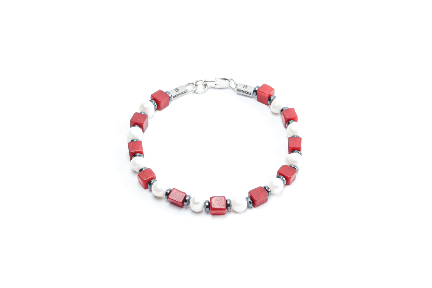 Red coral & Pearl Bracelet