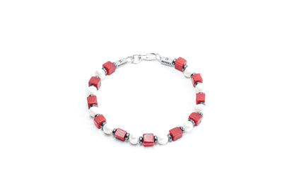 Red coral & Pearl Bracelet
